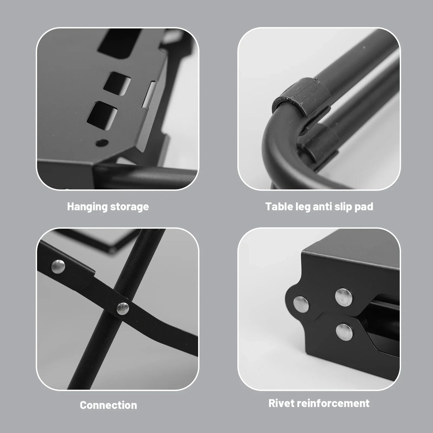 Portable Folding Camping Table Iron Table Black