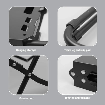 Portable Folding Camping Table Iron Table Black