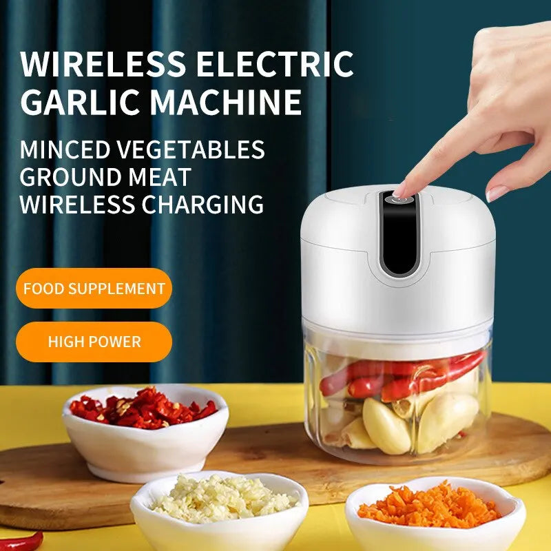 Electric Garlic Masher USB Rechargeable Mini Food Chopper White