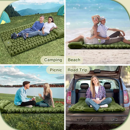 Double Self-Inflating Sleeping Pad Pillows Green