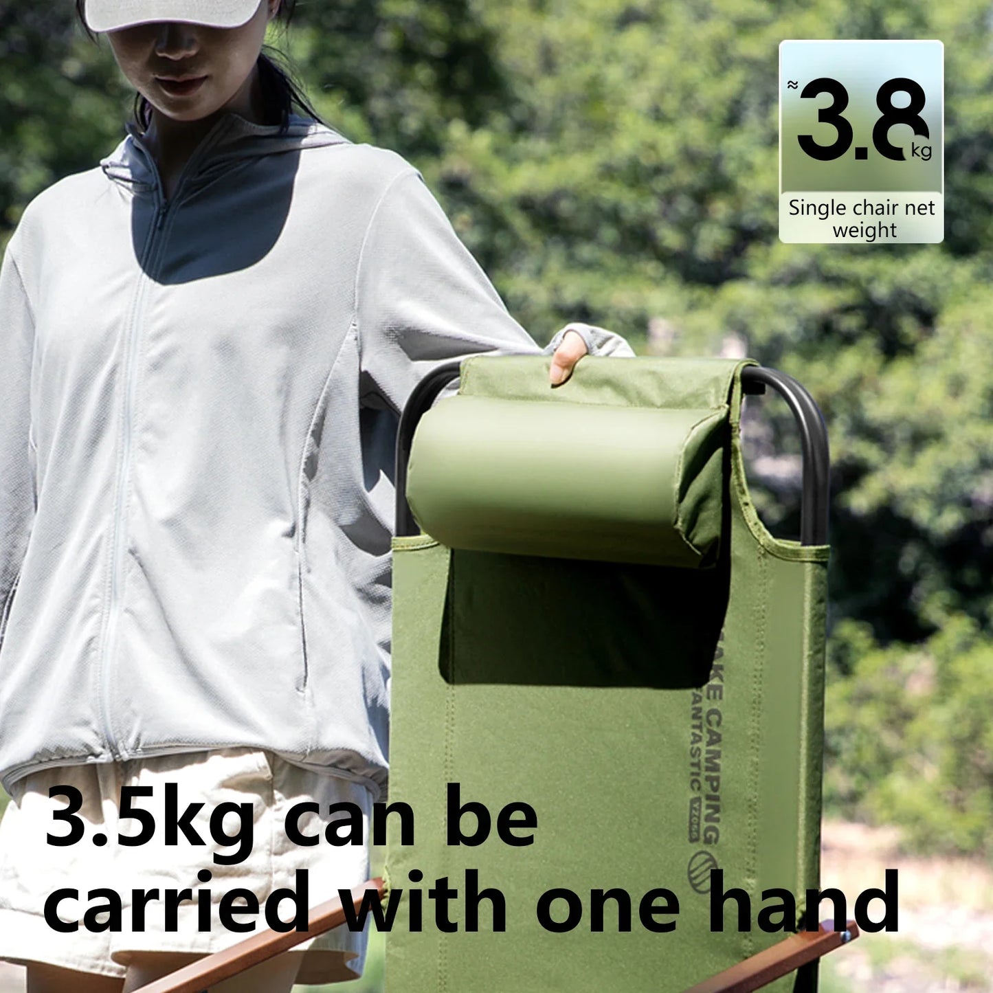 Camping Folding Chair with Detachable Pillow Green