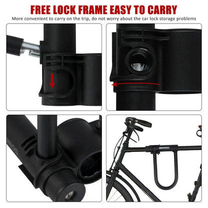 Heavy-Duty U-Shaped Motorcycle & Bicycle Anti-Theft Lock Black