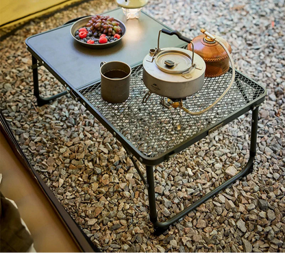 Adjustable Camping Table with Dual Surface Panels Green