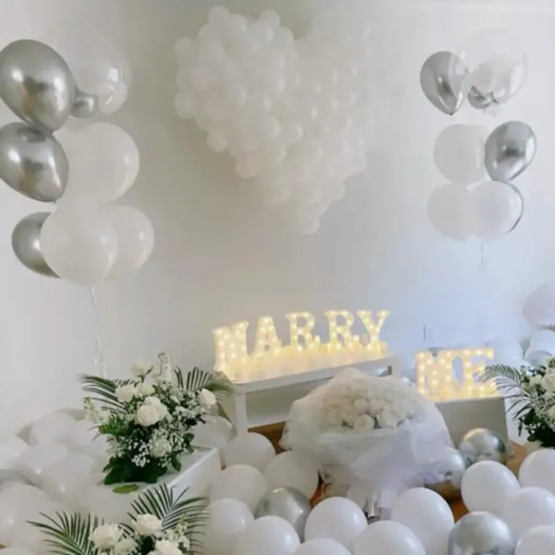 63-Piece Silver White Bride To Be Balloon Set: Bridal Bachelor Party Decorations