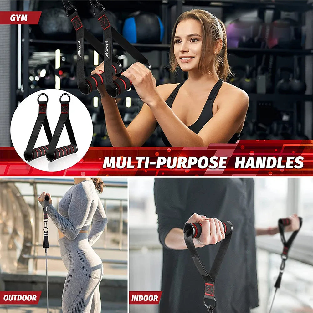 Heavy-Duty D-Ring Gym Handles with Hook for Home Workouts