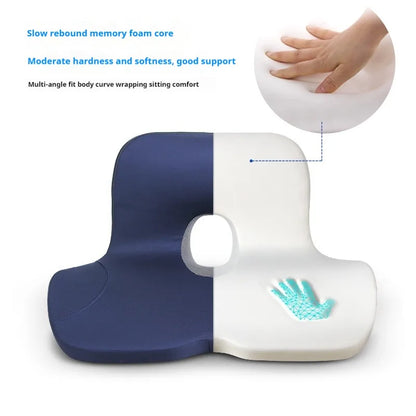 L-Shaped Memory Foam Seat Cushion Ergonomic Hip Lumbar Support Blue