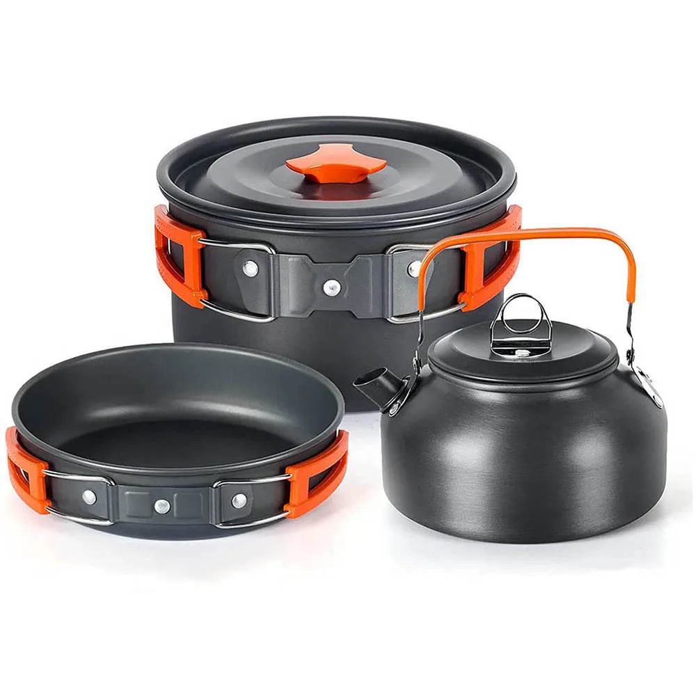 Aluminum Outdoor Camping Cookware Set Lightweight Cookset Grey