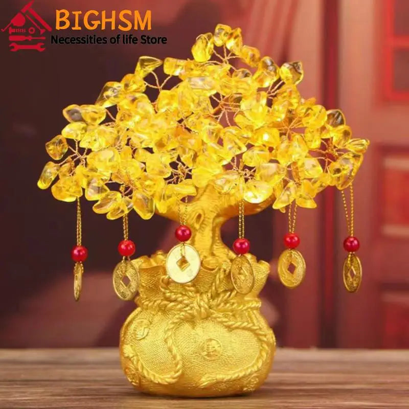 14cm Feng Shui Yellow Lucky Wealth Trees