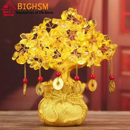 14cm Feng Shui Yellow Lucky Wealth Trees