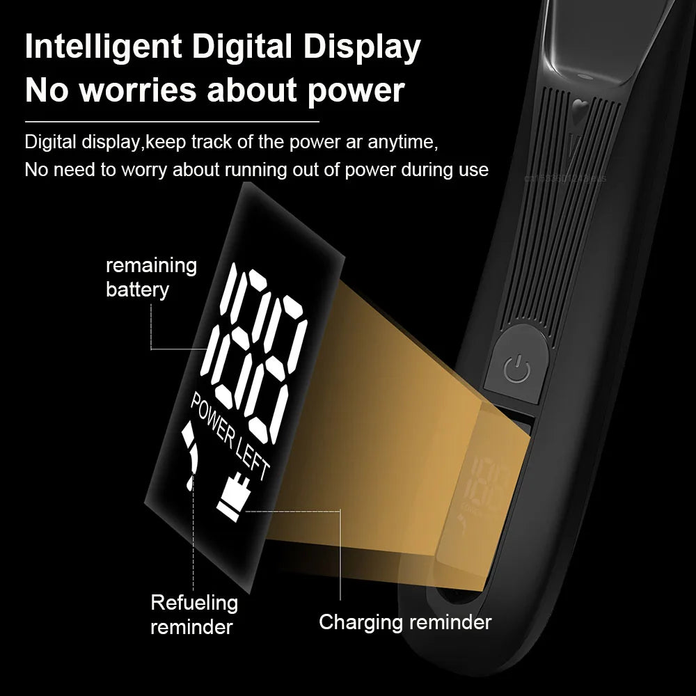 Mens Rechargeable Body Hair Trimmer with 2 Heads & LED Light Black