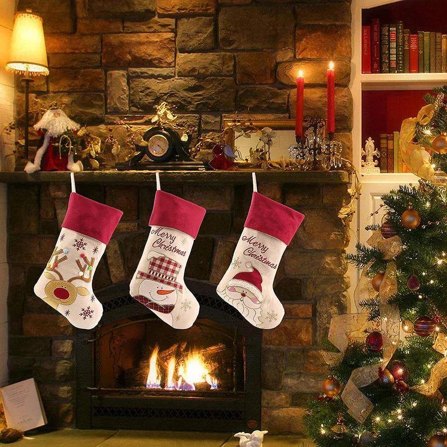 Set of 3 Festive Christmas Stocking Socks