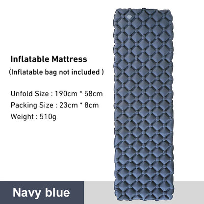 Camping Inflatable Air Mattress with Built-In Pump Blue