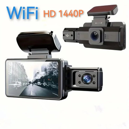 2K 1440P WiFi Dual Lens Dash Cam with Night Vision Black