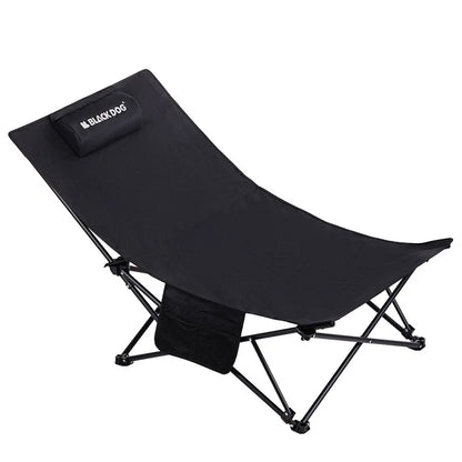 Camping Folding Recliner Chair with Cotton Pillow Black
