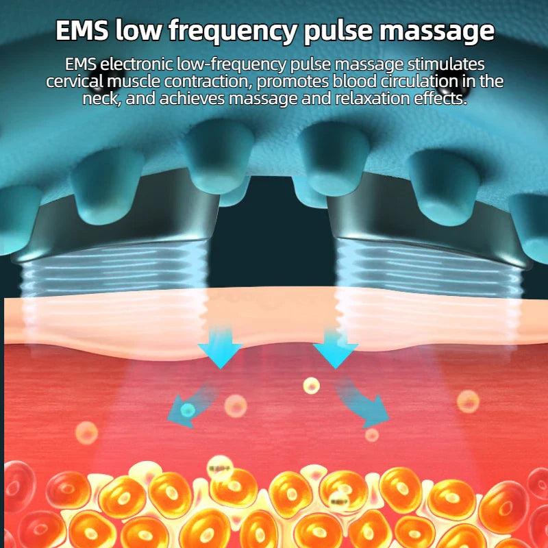 Electric Neck Stretcher Pulse Cervical Traction Pillow EMS Massage Blue