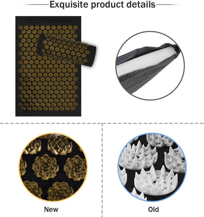 3PCS Acupressure Yoga Mat And Pillow Set Massage Cushion Gold