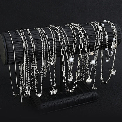 NNEOBA 13-Piece Womens Silver Necklace Set with Charms