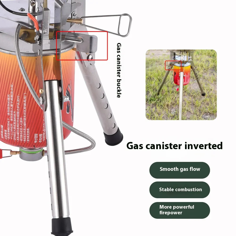 Pro High-Power Camping Stove 4360W Portable Gas Burner Silver