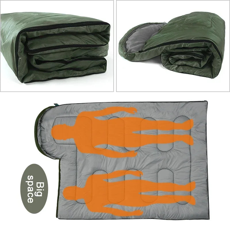4-Season Waterproof Sleeping Bag Envelope-Style Green