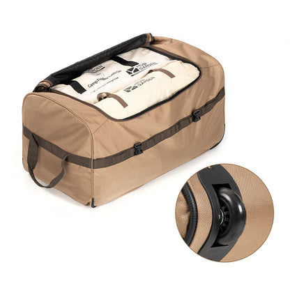 Camping Trolley Storage Bag 80L Duffel with Wheels Brown