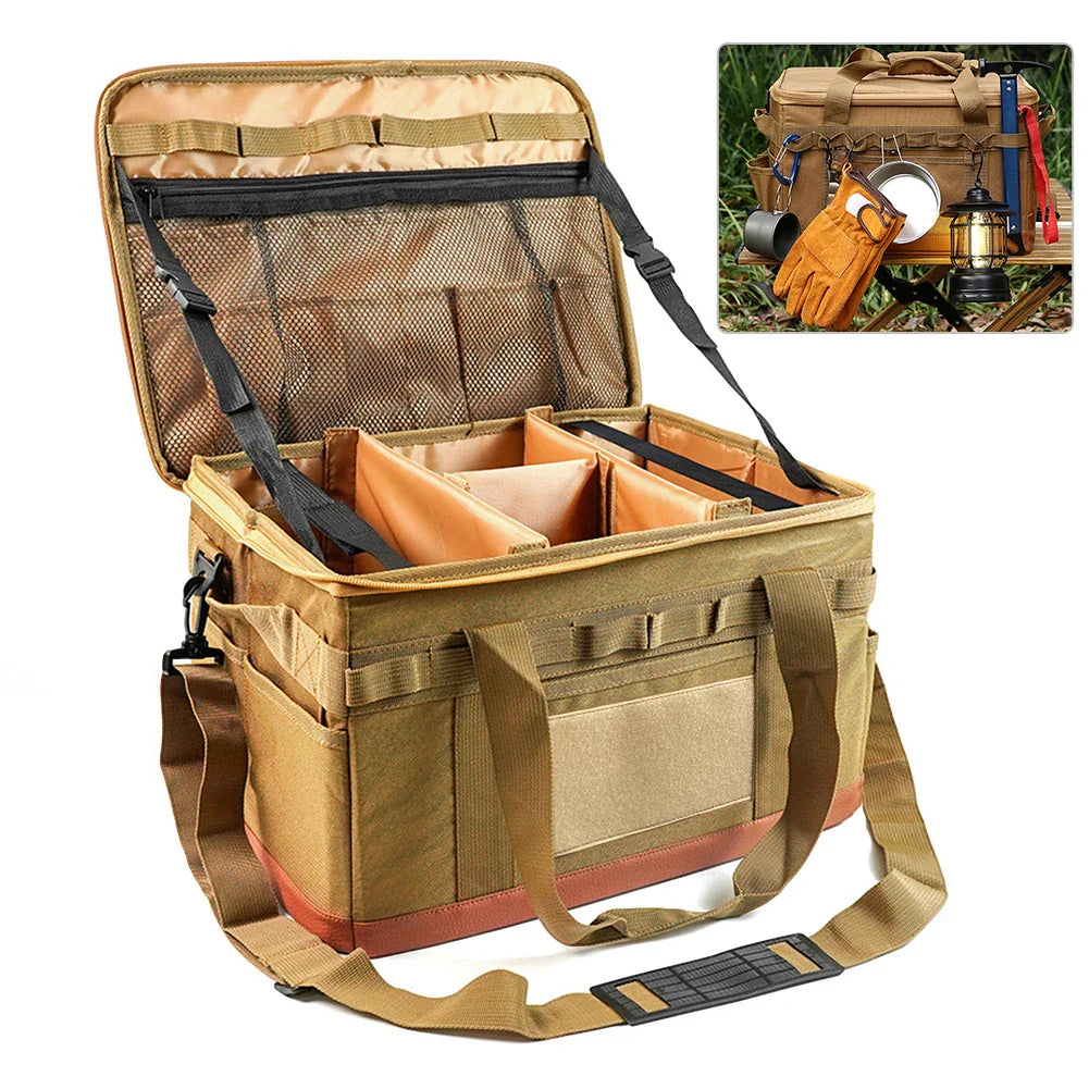 30L Camping Organizer  Storage Bag Khaki