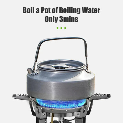 Adjustable Height Outdoor Gas Stove Foldable Windproof Burner Silver