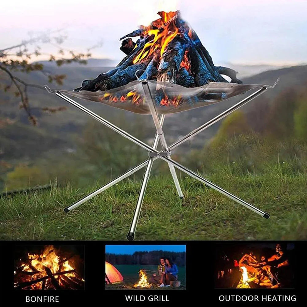 Foldable Stainless Steel Mesh Fire Pit Rack