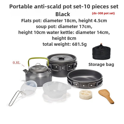 Camping Cookware Set for 1-3 Persons Black