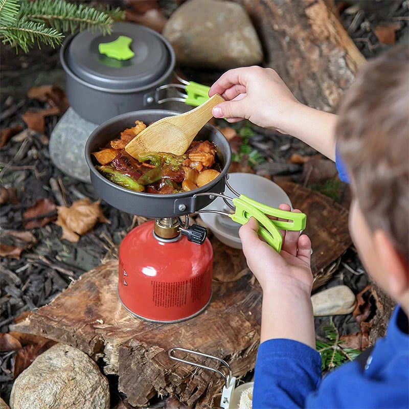 9-Piece Camping Cookware Set Green