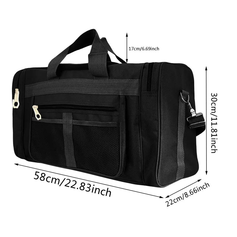 Travel Duffel Nylon Bag for Men and Women (Black)