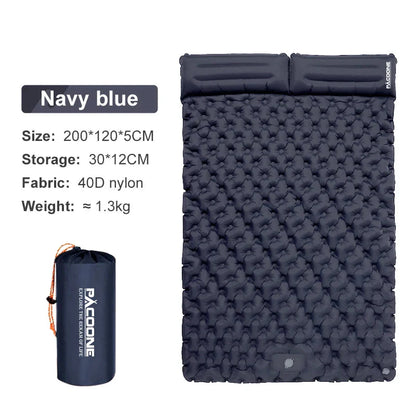 Extra-Wide Double Inflatable Camping Mattress Folding Pad Blue