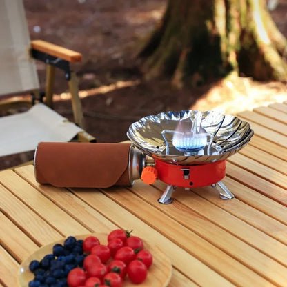 Windproof Mini Folding Camping Gas Stove Red