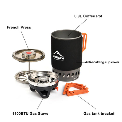 All-in-One Camping Cooking System with Heat Exchanger Black