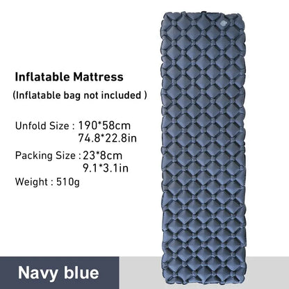 Ultralight Inflatable Camping Sleeping Pad Portable Air Mattress Navy Blue