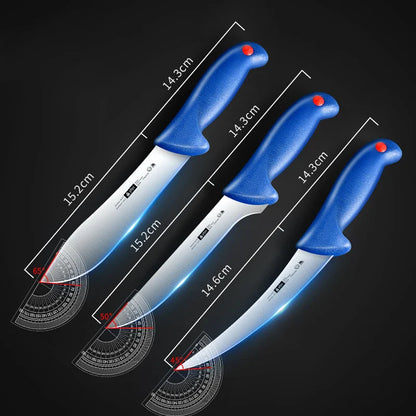3-Piece Stainless Steel Boning Knife Set Precision Kitchen Knives Blue
