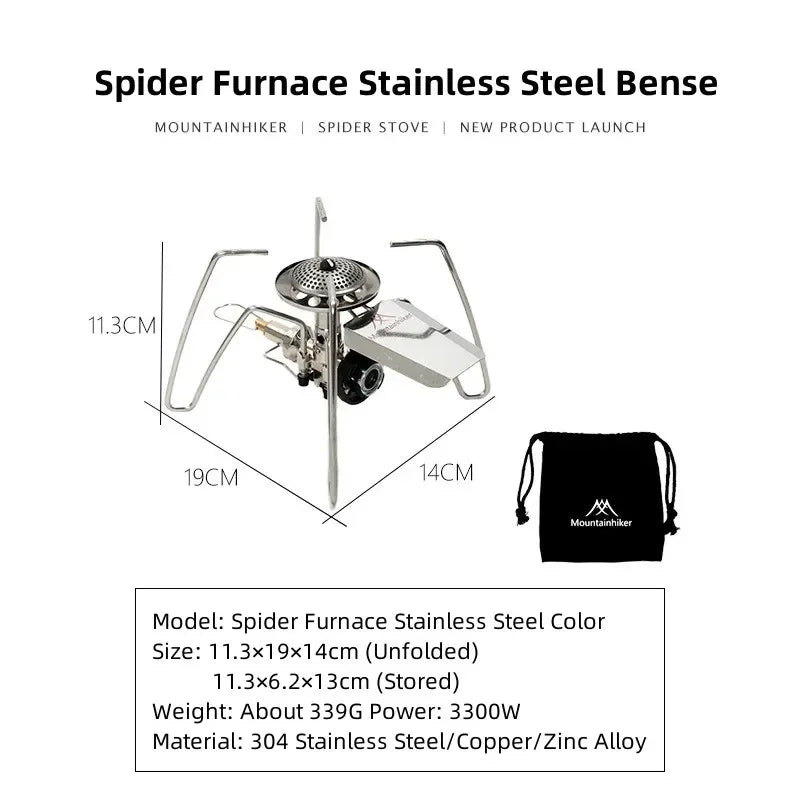 Spider Portable Folding Outdoor Burner Stainless Steel Silver