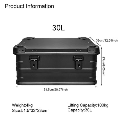30L Aluminum Alloy Travel Storage Box Storage Case Black