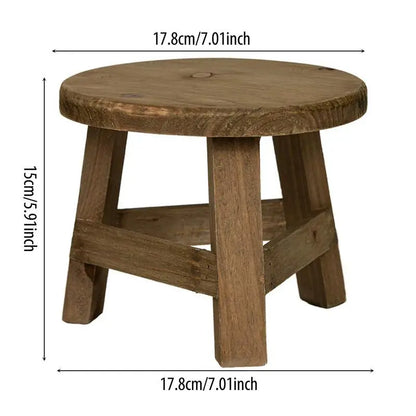Wooden Mini Plant Stand Display - Multifunctional Home Decor Stool