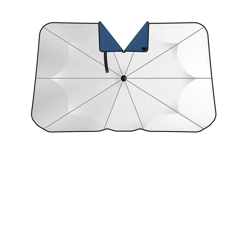 Car Sunshade Windshield Umbrella 360 Rotating Handle White