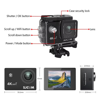 4K Action Camera 30M Waterproof Sports Cam Balck