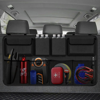 Hanging Car Trunk Organizer Backseat Storage with 8 Large Pockets Black