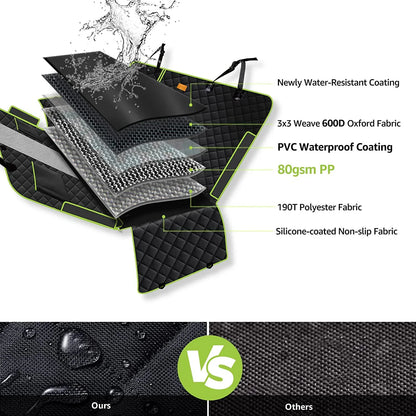 6-in-1 Waterproof Dog Car Seat Cover for Back Seat Hammock Style Green