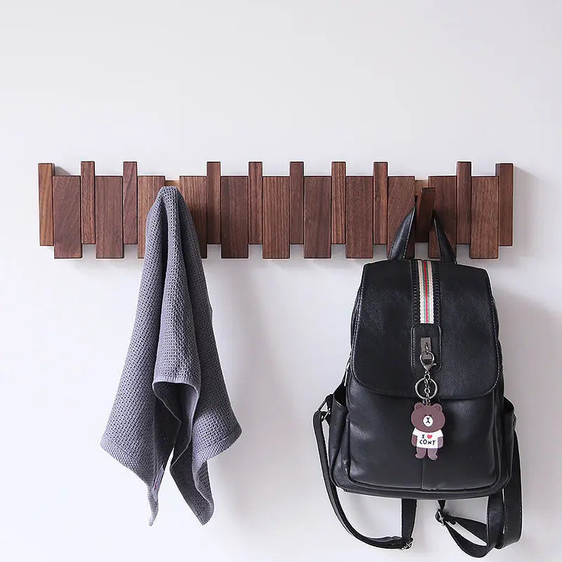 Wall-Mounted Black Walnut Coat Rack