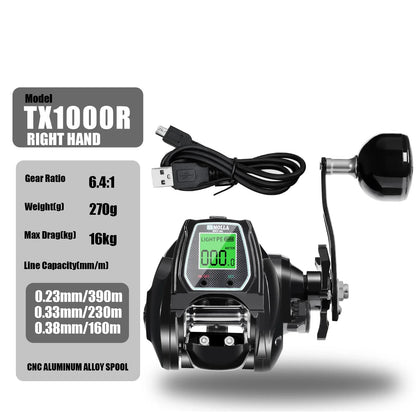 Large Electronic Baitcasting Reel Digital Display Right Hand Black