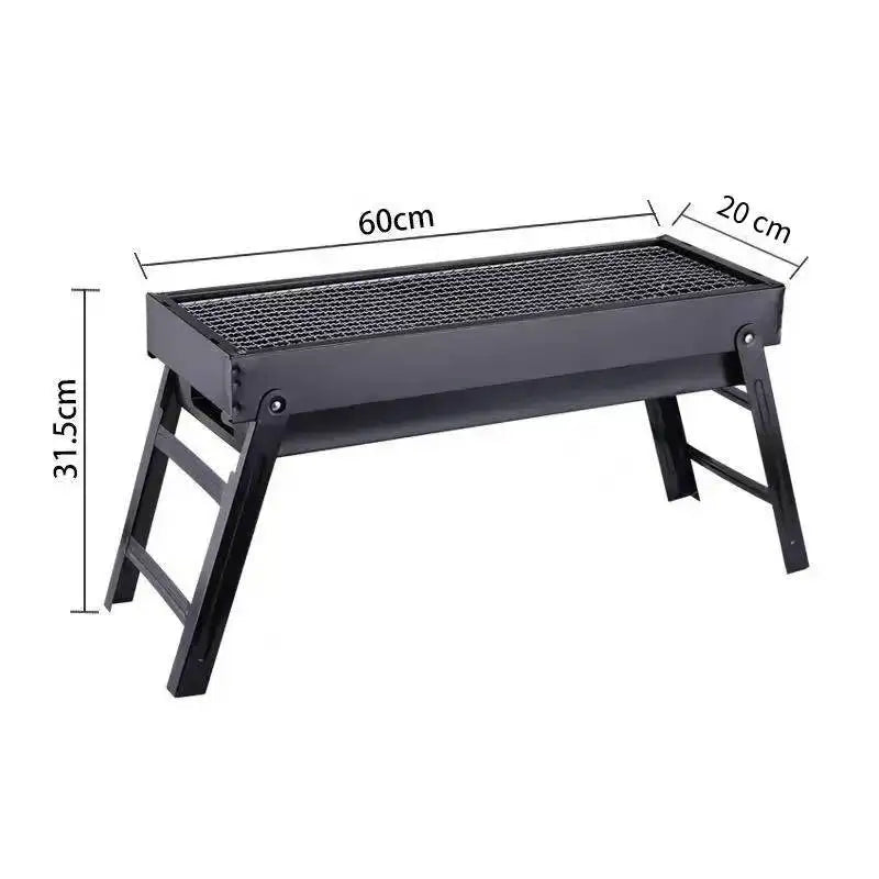 Folding Portable Charcoal BBQ Grill Iron Outdoor Barbecue Rack Black