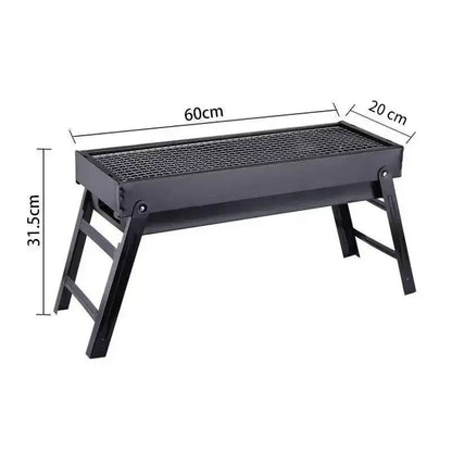 Folding Portable Charcoal BBQ Grill Iron Outdoor Barbecue Rack Black