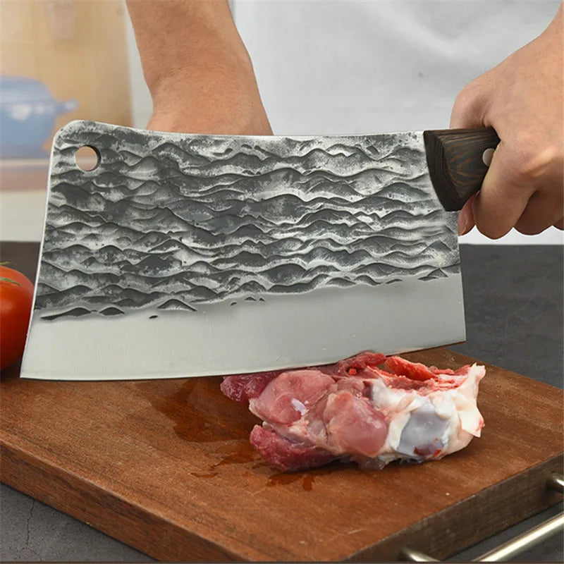 1KG Handmade Forged Chopping Knife 5mm Thick Bone Cleaver Black