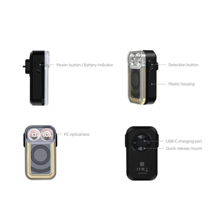 Radar Detection Bike Tail Light Vehicle Sensing Black