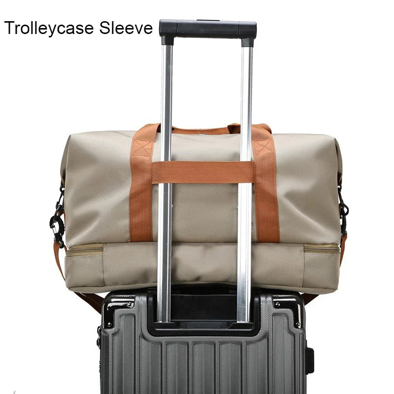 Nylon Travel Gym Duffel Bag Khaki
