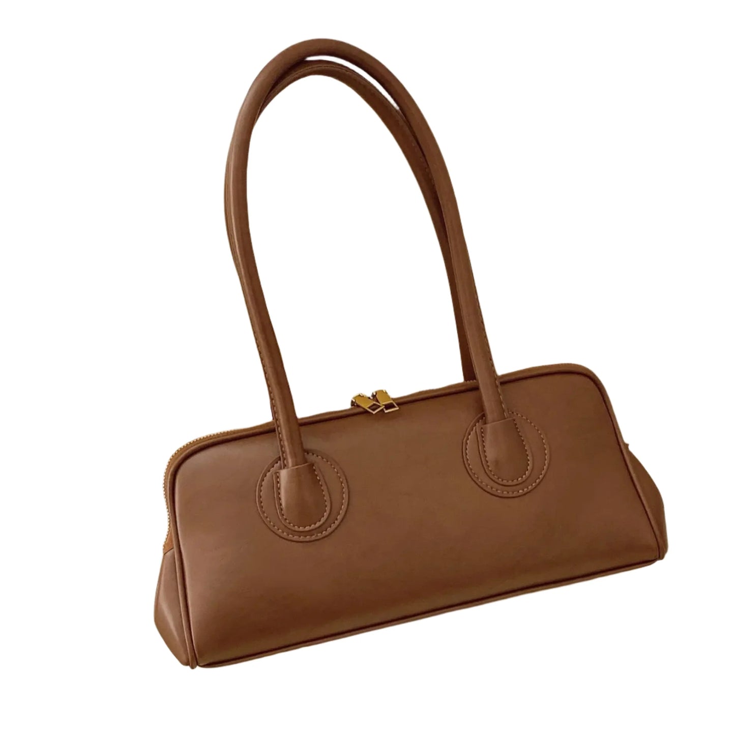 Baguette Shoulder Bag Large Pillow Style (Dark Brown)